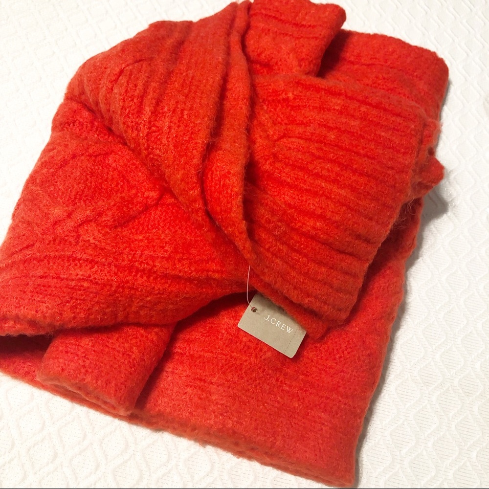 J. Crew Red Loopy Cable Knit Oversized Wool Scarf - Picture 4 of 6